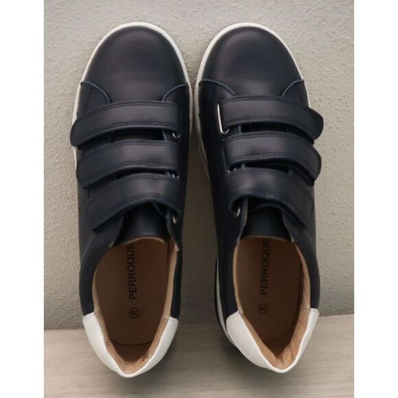 Perroquet SZYVSS2411 Boys Sz 38 US 5.5-6 Navy Blue Leather Rugged Sneakers Shoes - Picture 2 of 11